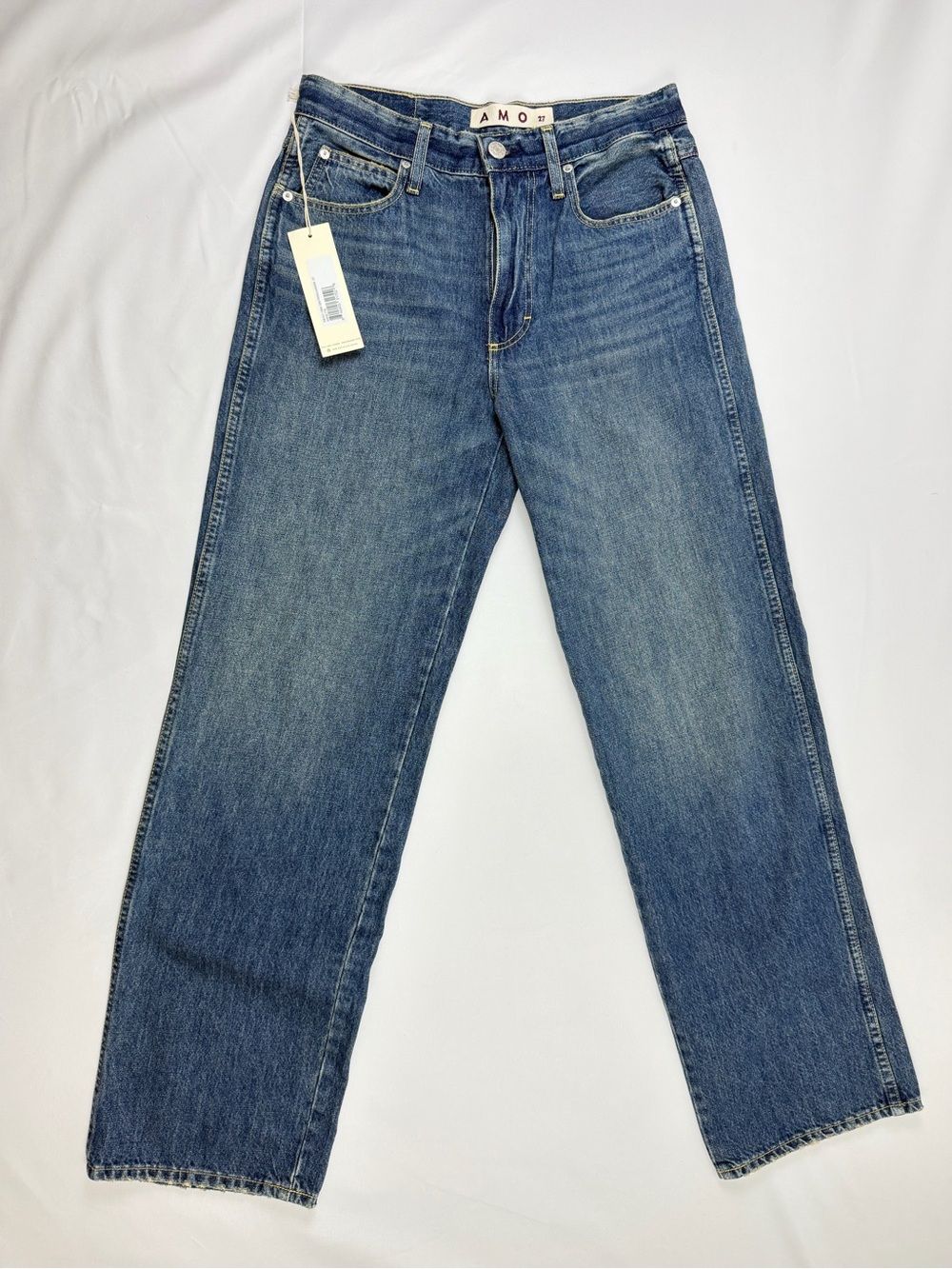 NWT AMO Annette Jeans 27 Persuasion High Rise Straight Leg Denim $301